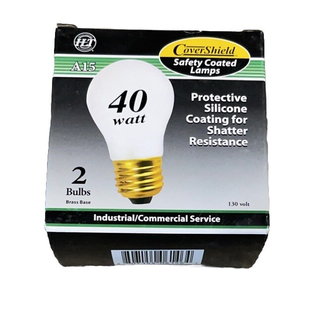 🔥Halco 6146 A15RS40/CS CoverShield Incandescent A15  (2 p