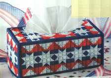 PATRIOTIC PRIDE TISSUE BOX COVER PLASTIC CANVAS PATTERN INSTRUCTIONS
