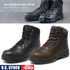 Men's Work Boots Steel Toe Safety Boots Leather Ankle Industrial Boots US Size