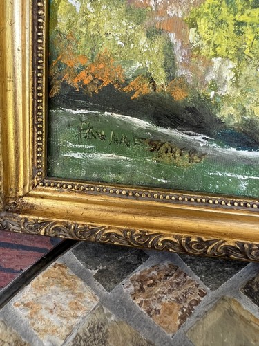 Gerahmt 22 x 18 Öl Keuchen signiert Snow Mountains Creek Bäume Lak Pauline Stivers - Bild 6 von 16