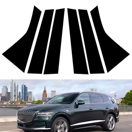 6Pcs Glossy Black Pillar Posts Door Window Trim Fit For Genesis GV80 2020-2024 - Picture 3 of 13