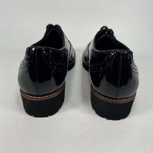 Paul Green UK 5.5 US 7.5 Black Patent Leather Wingtip Oxford Shoes Lug Sole Rare - Picture 6 of 15