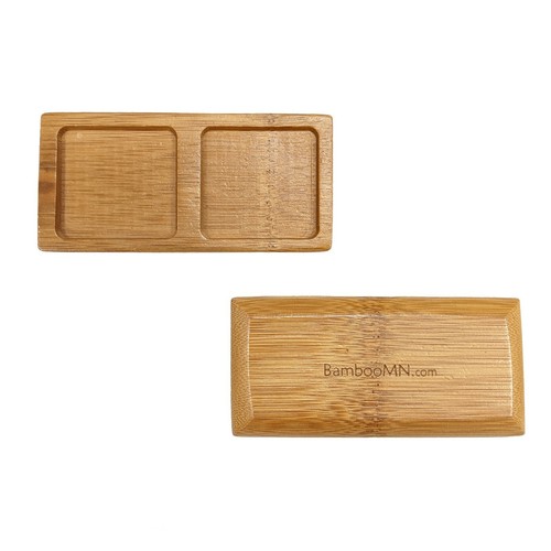Reusable Bamboo Wood Mini Condiment Dish Plate Square 4.7" x 2.4" - Picture 4 of 4