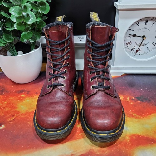 Dr Martens 1460 Cherry Red Leather Boots Size Uk 4 - Picture 2 of 22
