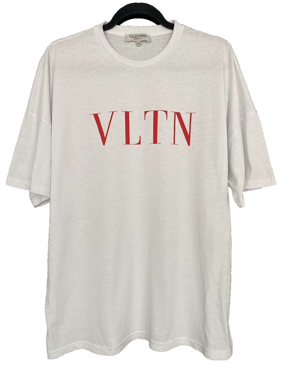 VALENTINO MENS VLTN RED LOGO T-SHIRT VINTAGE OVERSIZED WHITE VALENTINO MENS VLTN RED LOGO T-SHIRT VINTAGE OVERSIZED WHITE