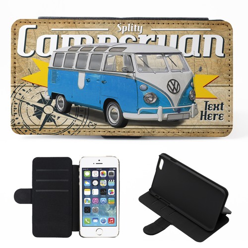 Personalised Volkswagen Camper iPhone Case Classic Car Flip Phone Cover CL60 - Picture 2 of 8