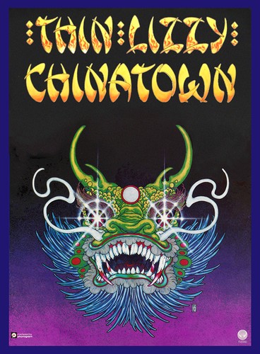 Póster de Chinatown 1981 estampado 23""x16"" por Jim Fitzpatrick. Thin Lizzy, arte del álbum. - Imagen 2 de 3