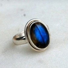 Labradorite Gemstone 925 Sterling Silver Wedding Ring Handmade Gift C-155