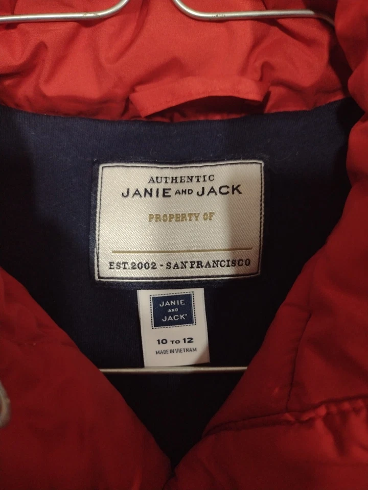 Chaleco cosido diamante hinchado Janie and Jack para niños (10-12) rojo con vellón azul interior Foto 2 de 4