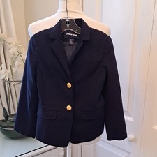 Lands' End Boys Classic Preppy/Party/Formal/Uniform Navy Wool Blend Blazer 6