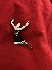 LIZTECH Signed Dated LEAPER 2001 Pin Brooch Beaded Metal Wrap Ballerina Dancer