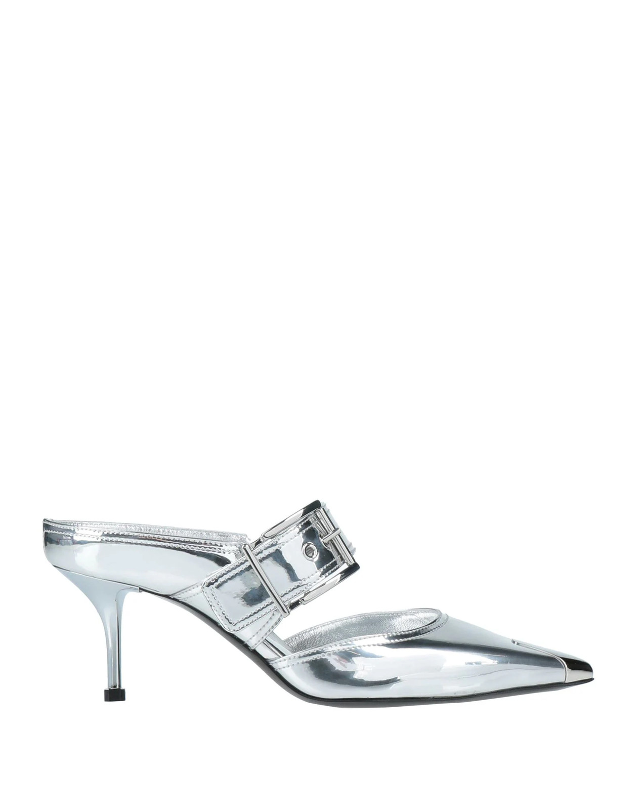 McQueen - Women - Leather Mules - Clogs - Silver 188790₽