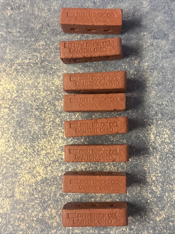 Lot of 8 Belden Brick Co. Miniature Salesman Sample Bricks Canton Historical