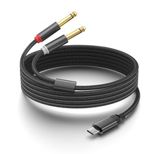  3.3 Feet USB C to Dual 6.35mm 1/4 inch Stereo Splitter Y Cable, USB Type C to