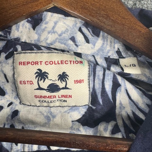 Report Collection Mens Summer Linen Shirt Short Sleeve Button Down Casual - Picture 3 of 6