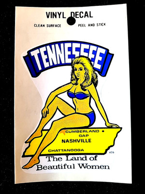 Tennessee Land of Beautiful Women Vintage Travel Souvenir Decal / Window Sticker