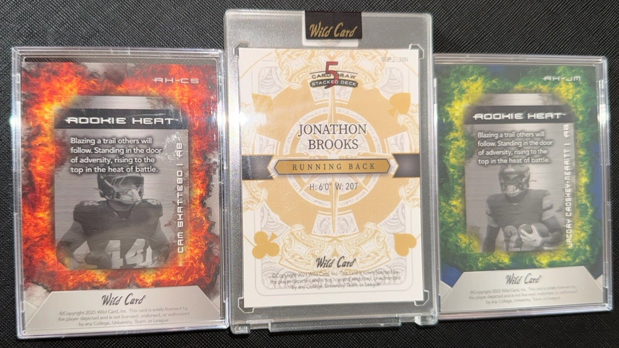 Wild Card: NFL Rookie RB Lot | Skattebo /75, Brooks 1/1 & Croskey-Merritt /25 thumbnail 2