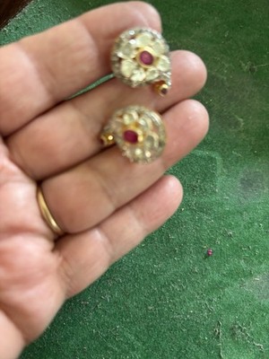Vintage Style Goergeous Ruby Diamond Pave Earring Plus The Ring Size 9