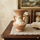 Weller Pottery Cameo Vase - 1930's- Peach Colored Body with Raised White Floral
