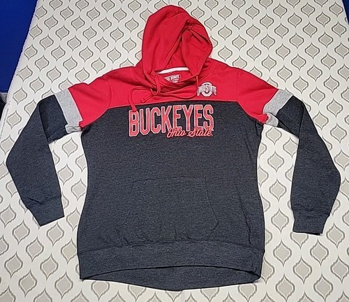 Ohio State Apparel Buckeyes Hoodie Mens Medium Red Gray Pullover Sweatshirt - Picture 1 of 5
