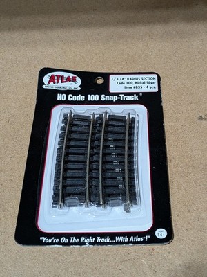 Atlas - #835 - HO Scale - Code 100 Nickel Silver - 1/3-18'' Radius Section - NOS