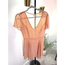 Kimchi Blue Urban Outfitters mini peach flutter sleeve floral 10 med summer euc