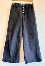 Levi's Mile High Cropped Wide Leg Jeans 27 actual 28 Black Denim Button fly