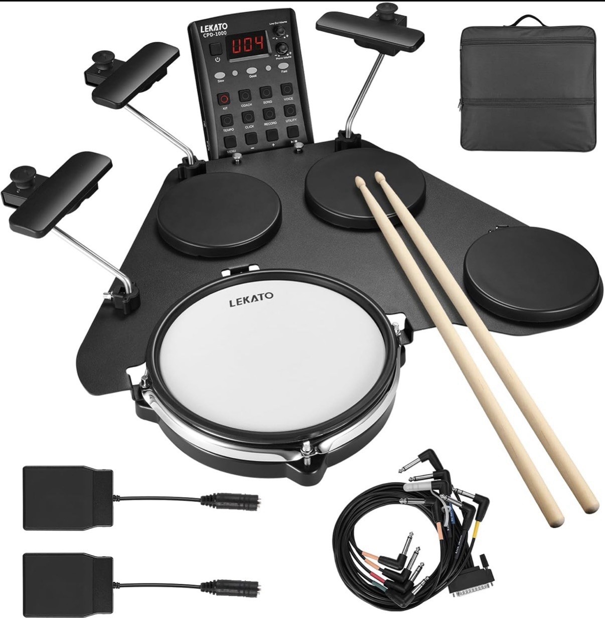 Electronic Drum Set, Portable Electric Drum Set for Beginner with Quiet Mesh