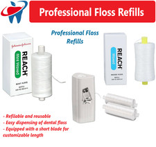 Dental Floss Dispenser Reach Waxed Mint Floss, 200 yd spool Professional Refill