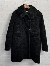 Carven Astrakhan Car Coat In Black Size FR 36 / Small 