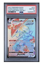 2021 POKEMON EVOLUZIONE CIELI ARCOBALENO SEGRETO RARO RAYQUAZA VMAX 217/203 PSA 10