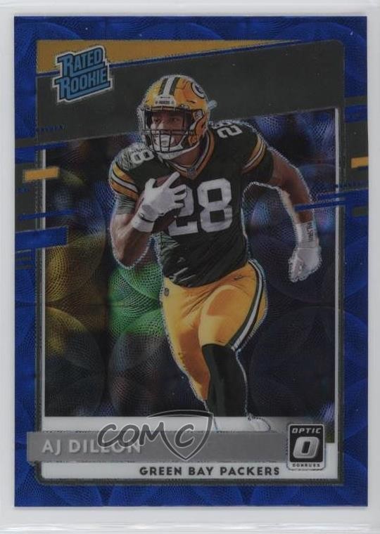 2020 Donruss Optic Rated Rookies Blue Scope Prizm AJ Dillon #174 Rookie RC 09wc