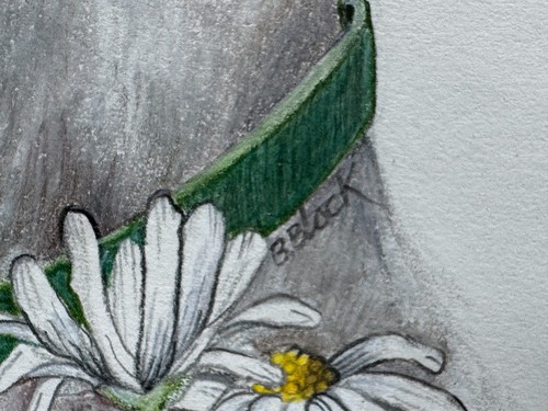 WEIMARANER HUND ORIGINAL KUNSTZEICHNUNG SIGNIERT B. BLOCK HAUSTIERPORTRAIT MIT BLUMEN - Bild 4 von 12