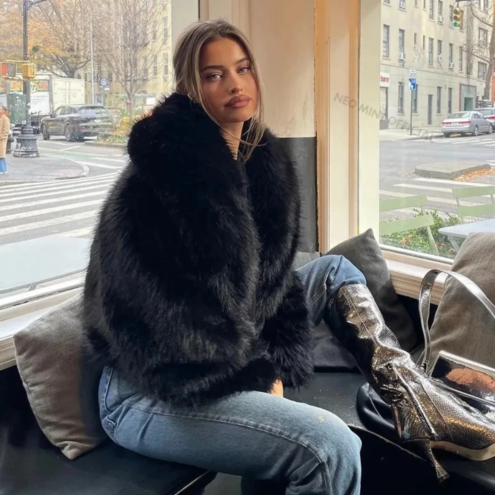 Women's Fur Coat and Eco Fur Coat New in Faux Fur Jacket Jacket with Fur