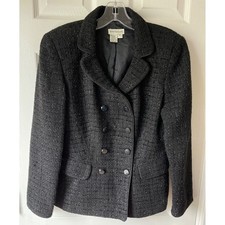 Vintage Ann Taylor Blazer 6 Wool Blend Double Breasted Metallic Lined Office