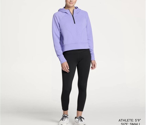 DSG Women Jacket Sport Fleece 1/4 Zip Hoodie Frozen Purple Thumbholes Sweatshirt - Picture 3 of 19