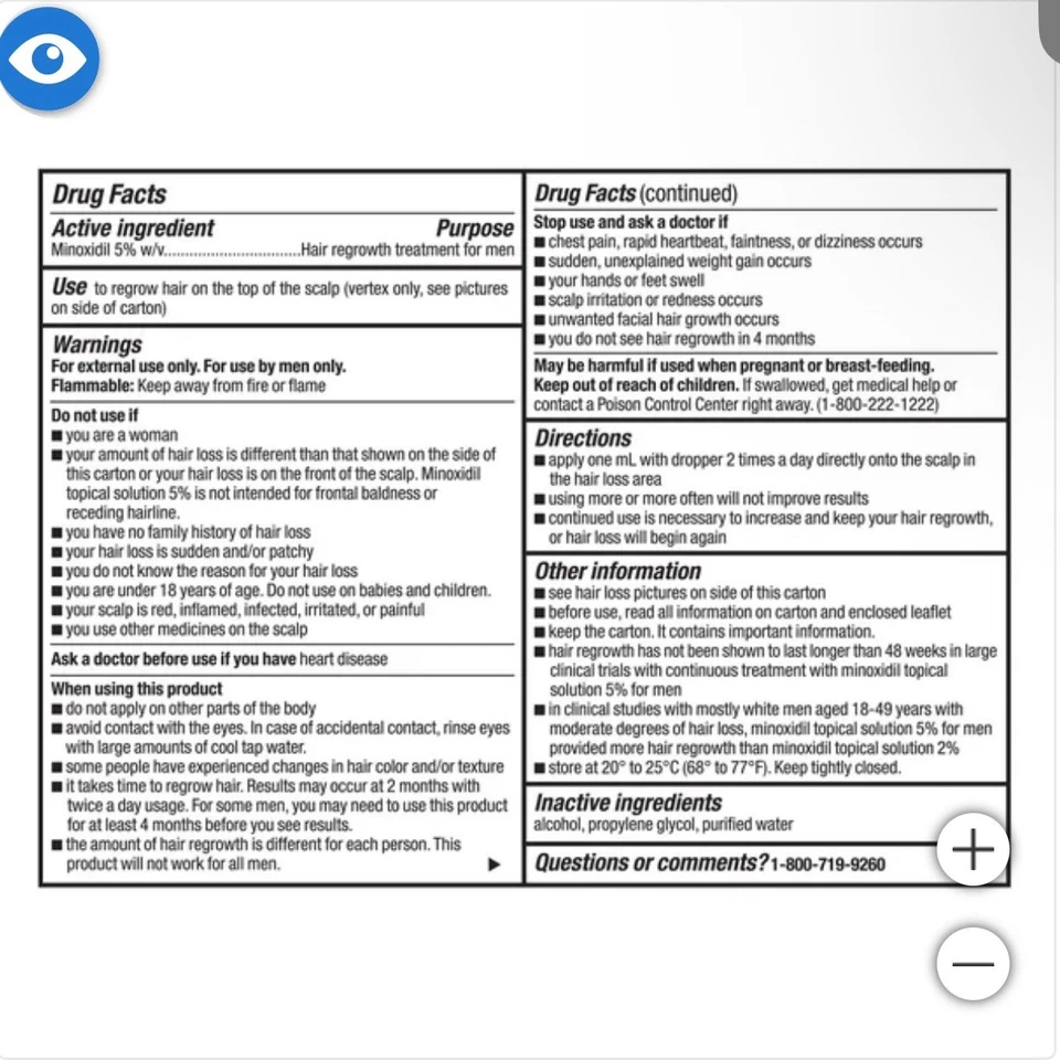 Paquete de 2 Kirkland Minoxidil 5% + Peine y rastreador de crecimiento GRATIS - Suministro abovedado Foto 3 de 4