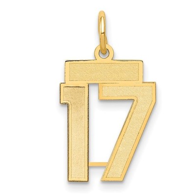 14 Karat Gelbgold kleine Satin Zahl 17 Anhänger Halskette Damen
