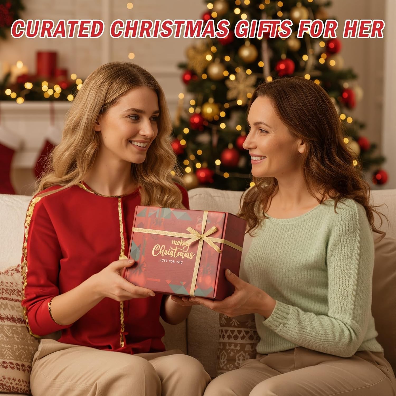 Christmas Gifts for Women, Relaxing Spa Gift Basket Holiday Self Large, Red 