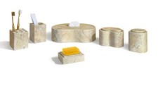 Gold Yellow Beige natural marble bathroom accessories set, natural stone, genuin