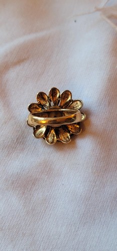 Vintage 925 Sunflower Ring Sz 6.5 -Copper Colored Petals With Silver Middle - Picture 7 of 9