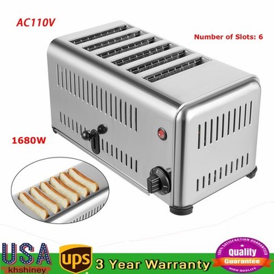Electric 6 Slice Toaster Machine Cool Touch Toaster Commercial Stainless Steel
