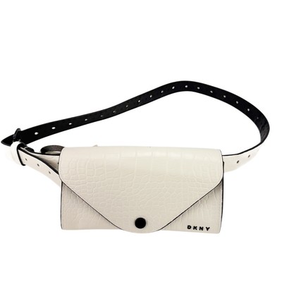 New DKNY White Faux Alligator Leather Fanny Pack Belt Bag 