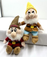 NEW Disney Snow White Grumpy  Happy Bean Bag Plush Dwarfs 10  Set of 2