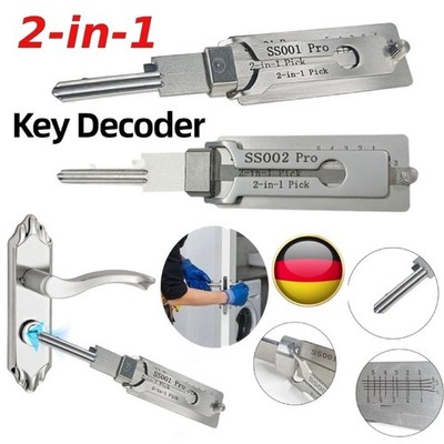 2-in-1 Stainless Steel Key Decoder SS001 SS002 PRO Lock Decoder Repair Tools NEU