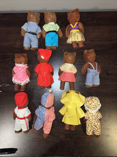 11x Vintage SHACKMAN Jointed Flocked Teddy BEAR Figures Lot Hong Kong 4.5" - Picture 13 of 21
