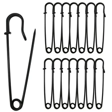 Extra Large Safety Pins, 3 Inch, 30 Pack, Heavy Duty For Leather Canvas, Black