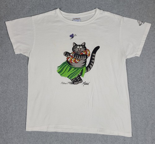 Camiseta Vintage Crazy Shirts B Kliban Cat Aloha Hula Talla Mujer Grande Hawaiana - Imagen 1 de 12