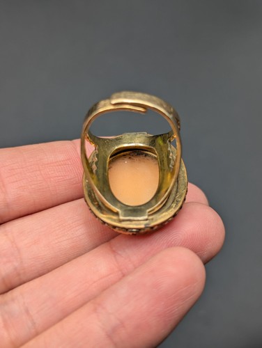 Vintage Gold Filled 1/20 12k GF Carved Shell Cameo Large Adjustable Ring - Picture 22 of 22