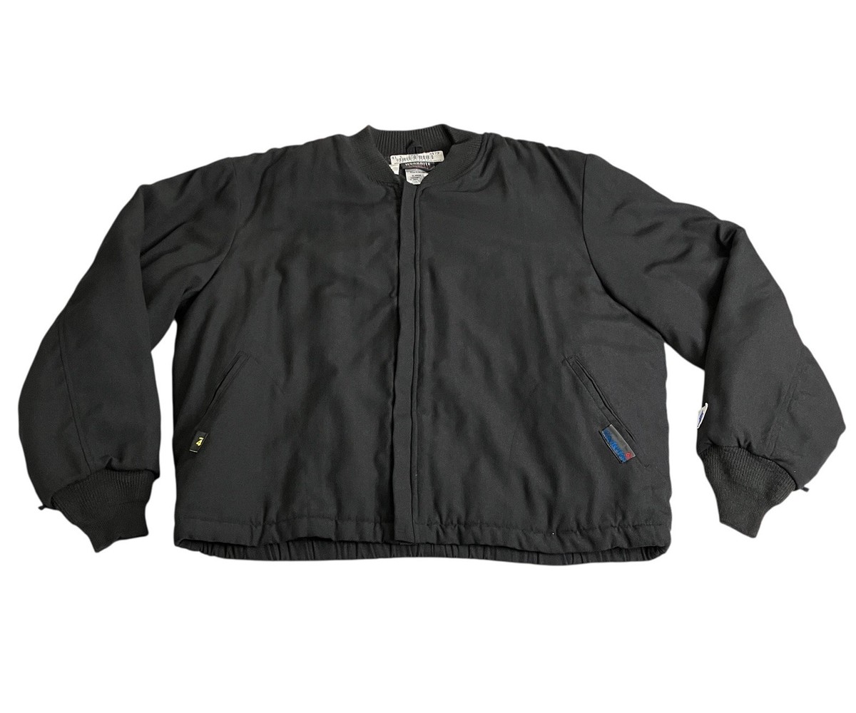 Workrite Benchmark FR Jacket Mens XL Black Quilted Bomber Flame